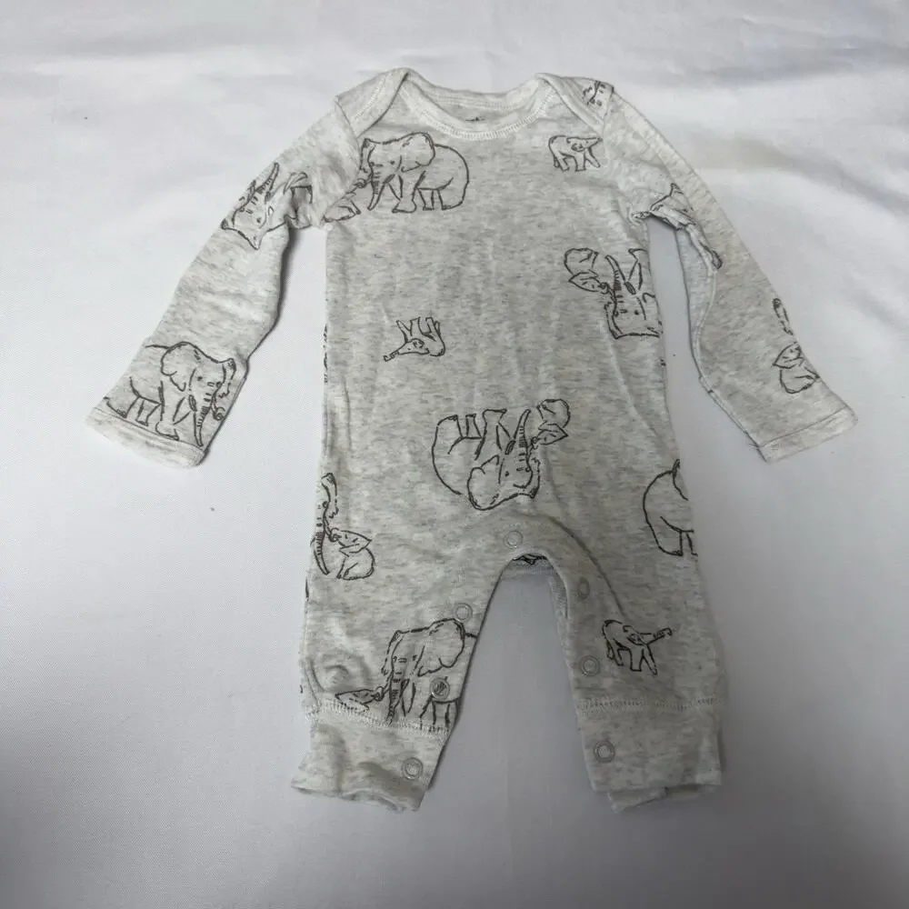 Carter's Sleeper Romper 2 pack Newborn Gray Elephant / Cream